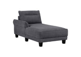 509540 Caspian Upholstered Curved Arm Chaise Sectional Sofa Grey