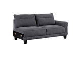 509540 Caspian Upholstered Curved Arm Chaise Sectional Sofa Grey