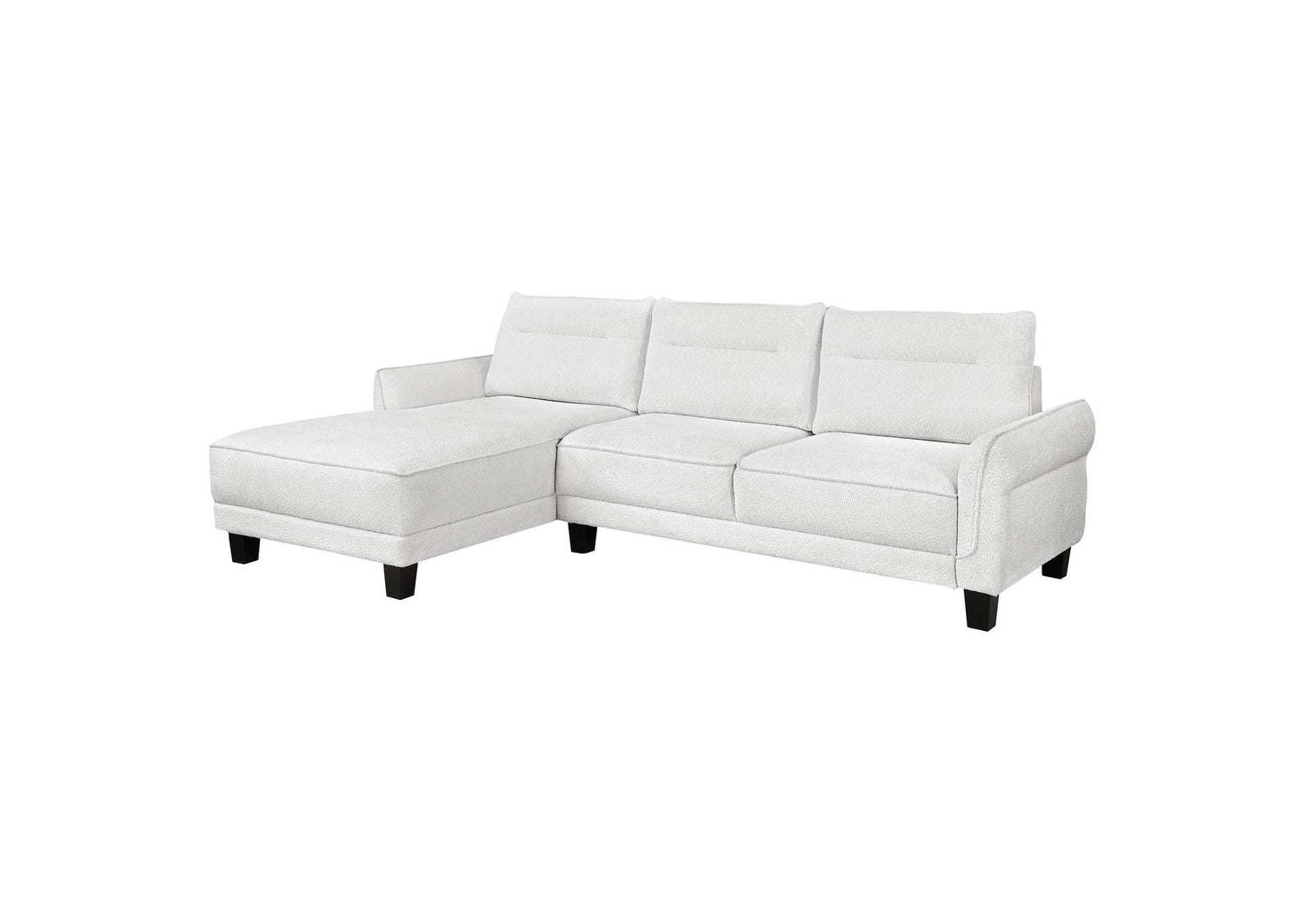 Caspian Upholstered Curved Arm Chaise Sectional Sofa White