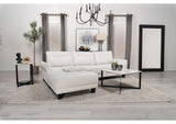 509550 Caspian Upholstered Curved Arm Chaise Sectional Sofa White