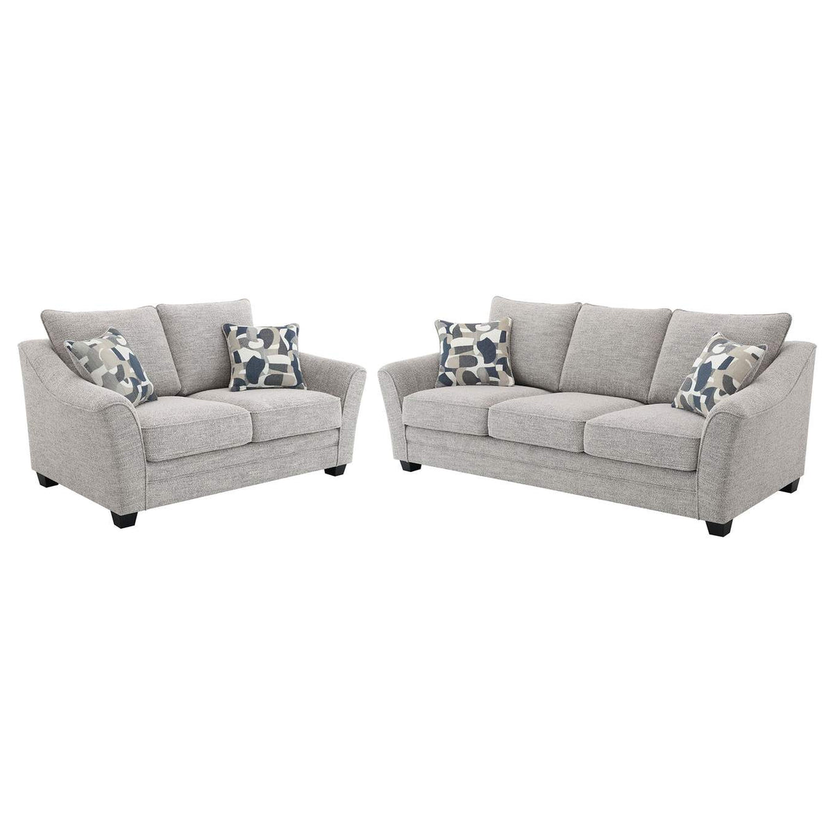 509671-S2 Tomkins 2-piece Boucle Upholstered Sofa Set Light Grey
