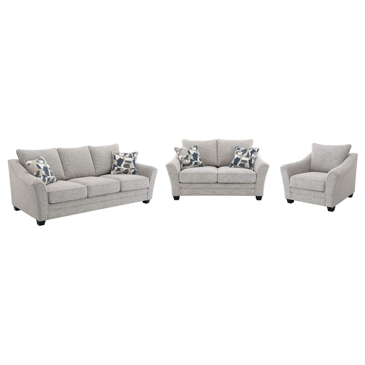 509671-S3 Tomkins 3-piece Boucle Upholstered Sofa Set Light Grey