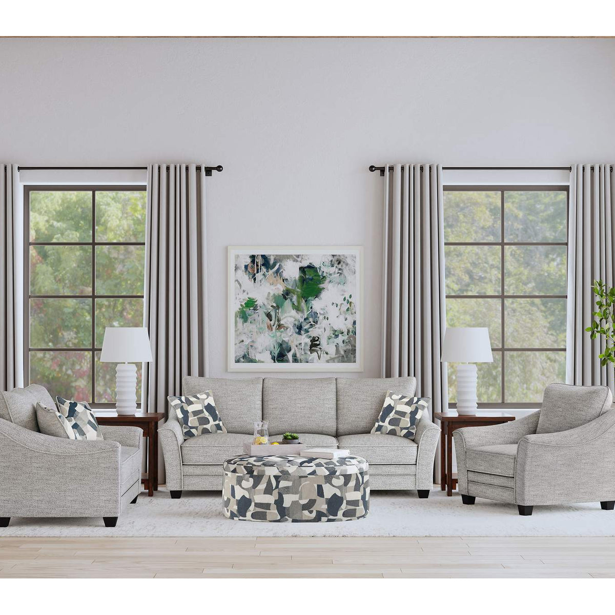 509671 Tomkins Boucle Upholstered Sofa Light Grey