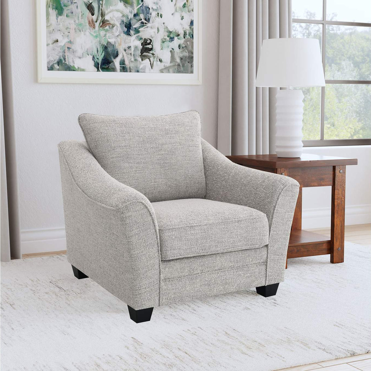 509673 Tomkins Boucle Upholstered Chair Light Grey
