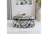 509674 Tomkins Oval Upholstered Storage Ottoman Indigo Blue
