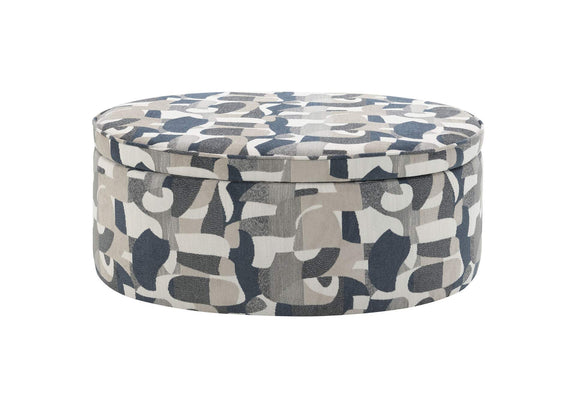 509674 Tomkins Oval Upholstered Storage Ottoman Indigo Blue
