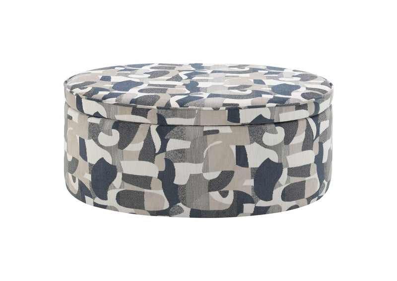 509674 Tomkins Oval Upholstered Storage Ottoman Indigo Blue