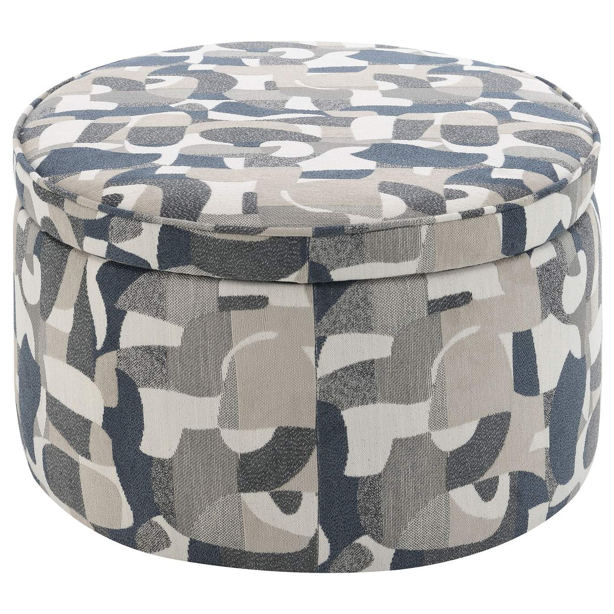 509674 Tomkins Oval Upholstered Storage Ottoman Indigo Blue