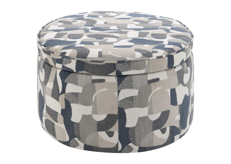 509674 Tomkins Oval Upholstered Storage Ottoman Indigo Blue