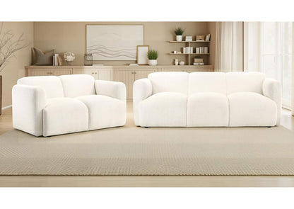 509811-S2 Dorset 2-piece Upholstered Round Track Arm Sofa Set White