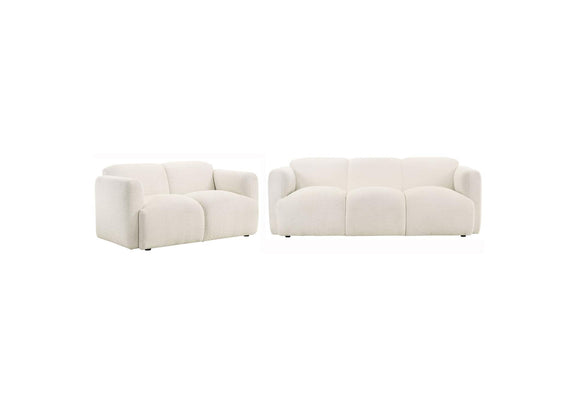509811-S2 Dorset 2-piece Upholstered Round Track Arm Sofa Set White