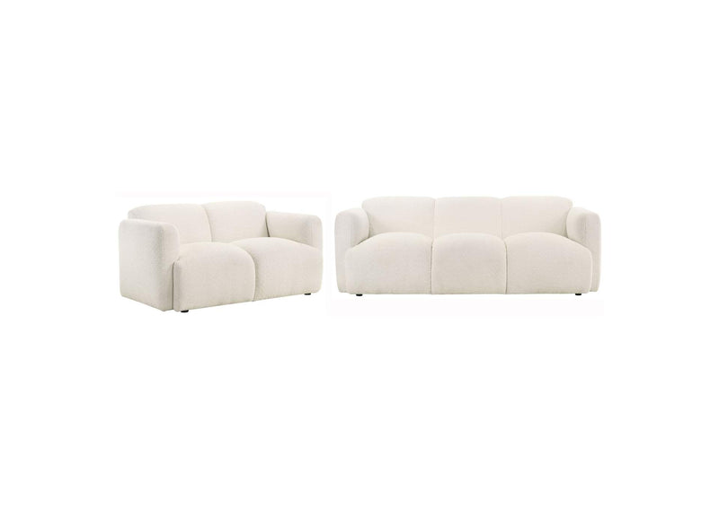 509811-S2 Dorset 2-piece Upholstered Round Track Arm Sofa Set White
