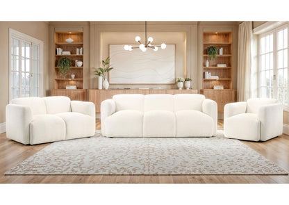 509811-S3 Dorset 3-piece Upholstered Round Track Arm Sofa Set White