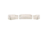 509811-S3 Dorset 3-piece Upholstered Round Track Arm Sofa Set White