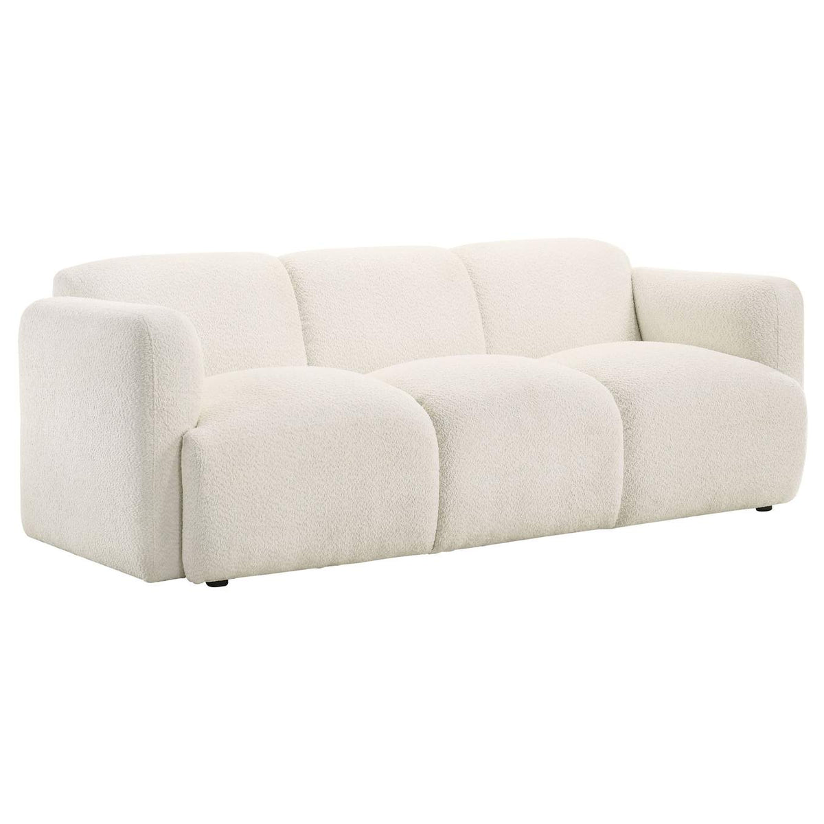 509811-S3 Dorset 3-piece Upholstered Round Track Arm Sofa Set White