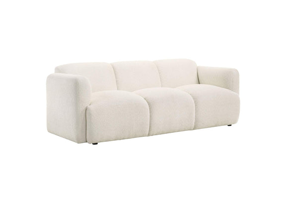 509811-S3 Dorset 3-piece Upholstered Round Track Arm Sofa Set White