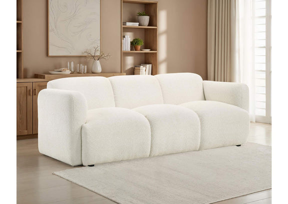 509811 Dorset Fabric Upholstered Round Track Arm Sofa White