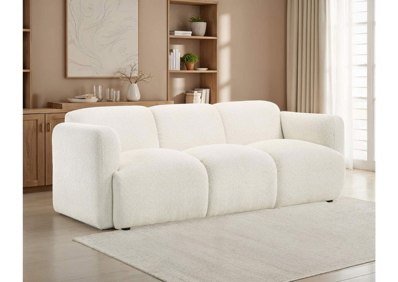509811 Dorset Fabric Upholstered Round Track Arm Sofa White