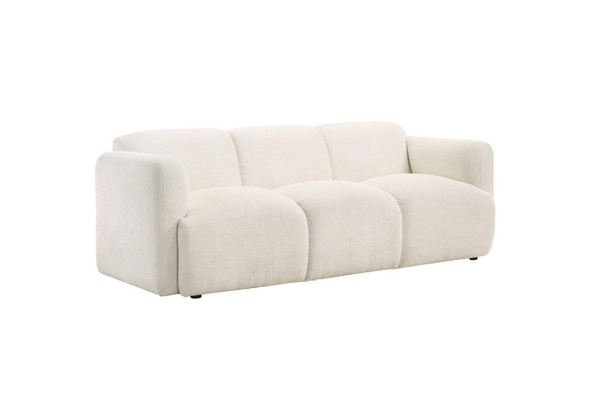 509811 Dorset Fabric Upholstered Round Track Arm Sofa White