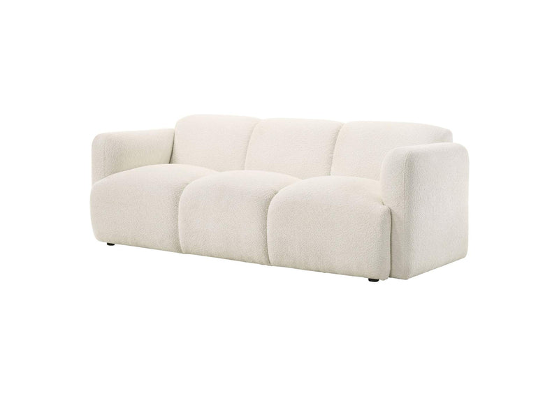 509811 Dorset Fabric Upholstered Round Track Arm Sofa White