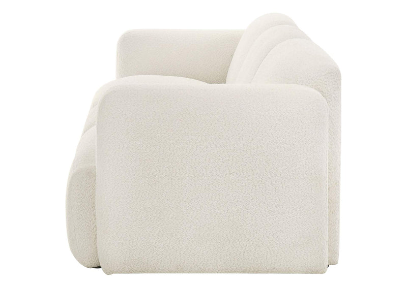509811 Dorset Fabric Upholstered Round Track Arm Sofa White