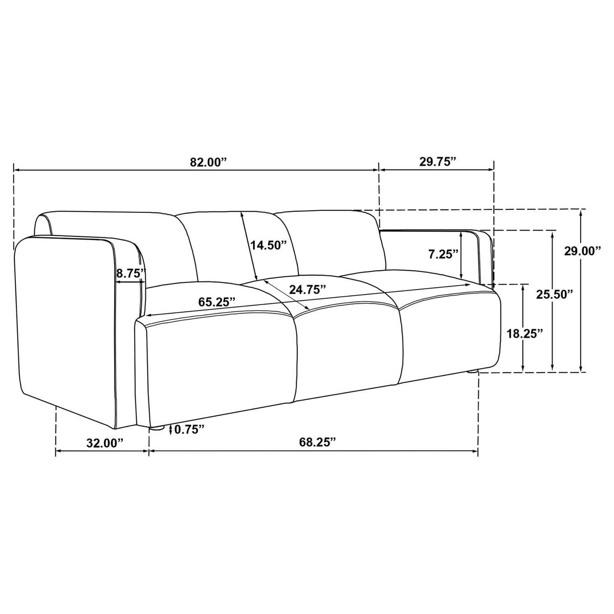509811 Dorset Fabric Upholstered Round Track Arm Sofa White