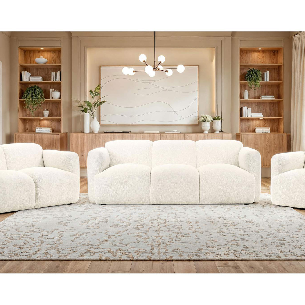 509811 Dorset Fabric Upholstered Round Track Arm Sofa White