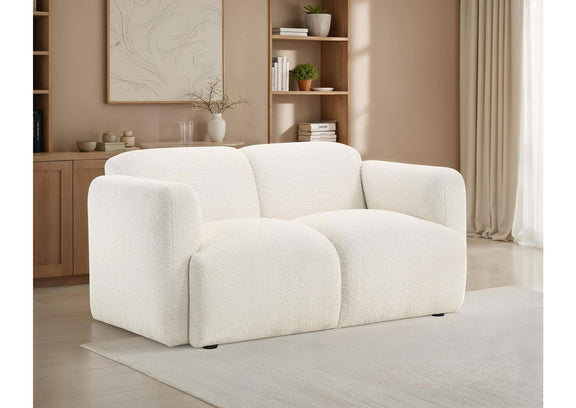 509812 Dorset Fabric Upholstered Round Track Arm Loveseat White