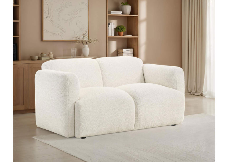 509812 Dorset Fabric Upholstered Round Track Arm Loveseat White