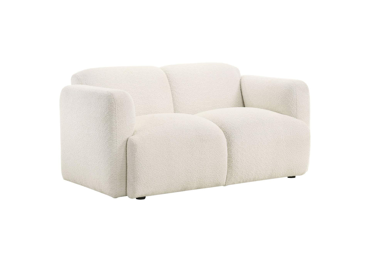 509812 Dorset Fabric Upholstered Round Track Arm Loveseat White