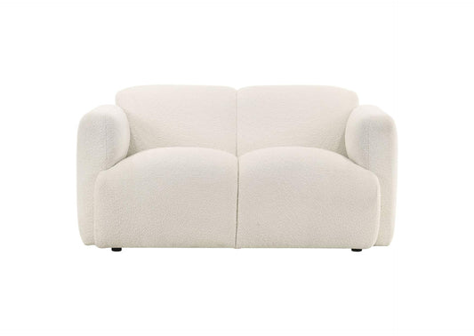 509812 Dorset Fabric Upholstered Round Track Arm Loveseat White