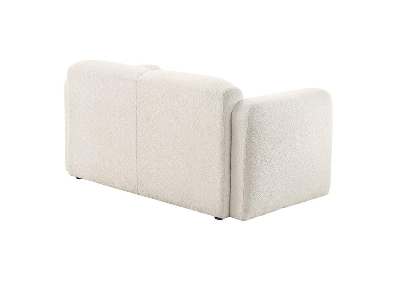 509812 Dorset Fabric Upholstered Round Track Arm Loveseat White