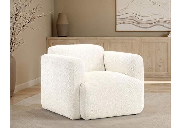 509813 Dorset Fabric Upholstered Round Track Arm Accent Chair White