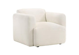 509813 Dorset Fabric Upholstered Round Track Arm Accent Chair White