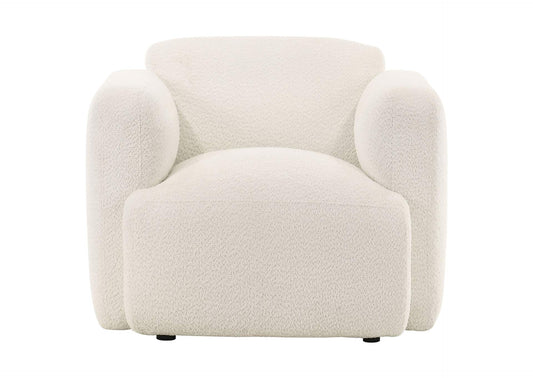 509813 Dorset Fabric Upholstered Round Track Arm Accent Chair White