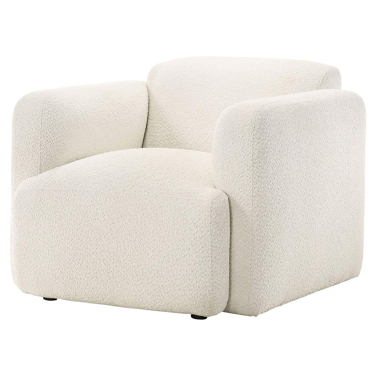509813 Dorset Fabric Upholstered Round Track Arm Accent Chair White