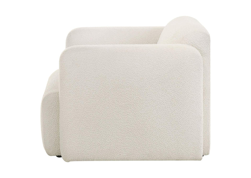 509813 Dorset Fabric Upholstered Round Track Arm Accent Chair White