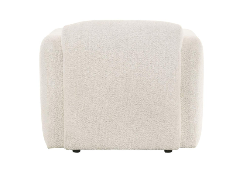 509813 Dorset Fabric Upholstered Round Track Arm Accent Chair White
