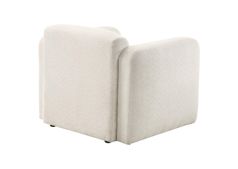 509813 Dorset Fabric Upholstered Round Track Arm Accent Chair White