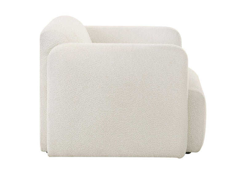 509813 Dorset Fabric Upholstered Round Track Arm Accent Chair White