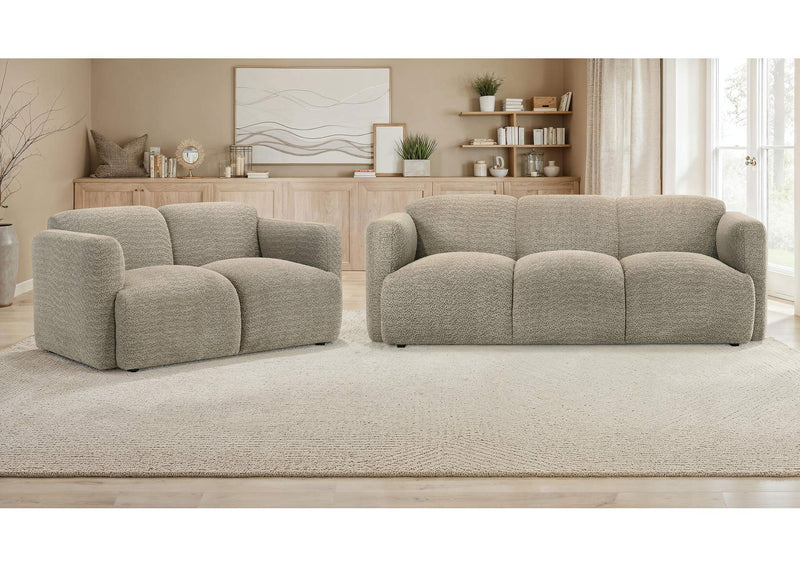 509814-S2 Dorset 2-piece Upholstered Round Track Arm Sofa Set Brown