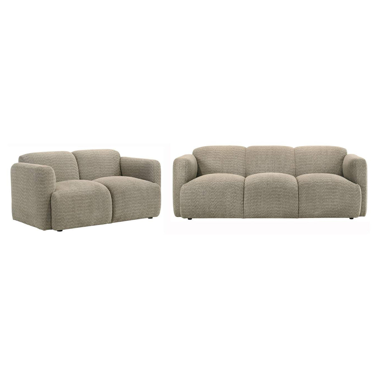 509814-S2 Dorset 2-piece Upholstered Round Track Arm Sofa Set Brown