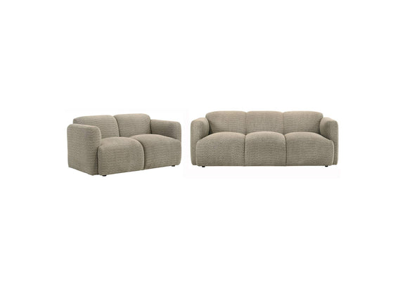 509814-S2 Dorset 2-piece Upholstered Round Track Arm Sofa Set Brown