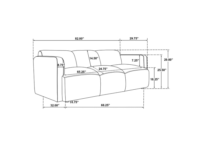 509814-S2 Dorset 2-piece Upholstered Round Track Arm Sofa Set Brown