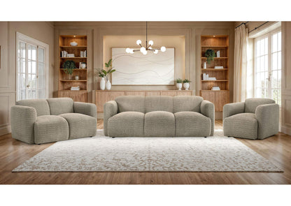 509814-S3 Dorset 3-piece Upholstered Round Track Arm Sofa Set Brown