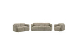 509814-S3 Dorset 3-piece Upholstered Round Track Arm Sofa Set Brown