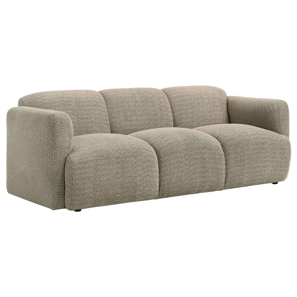 509814-S3 Dorset 3-piece Upholstered Round Track Arm Sofa Set Brown