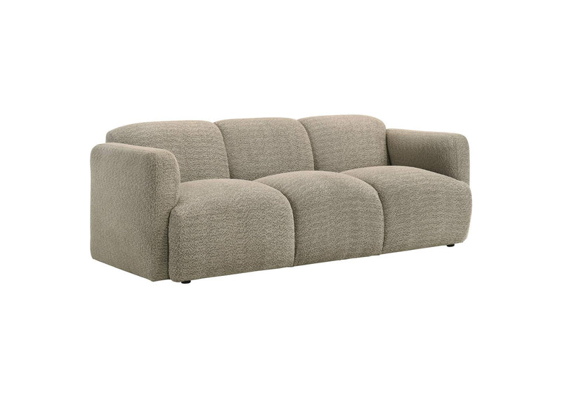 509814-S3 Dorset 3-piece Upholstered Round Track Arm Sofa Set Brown
