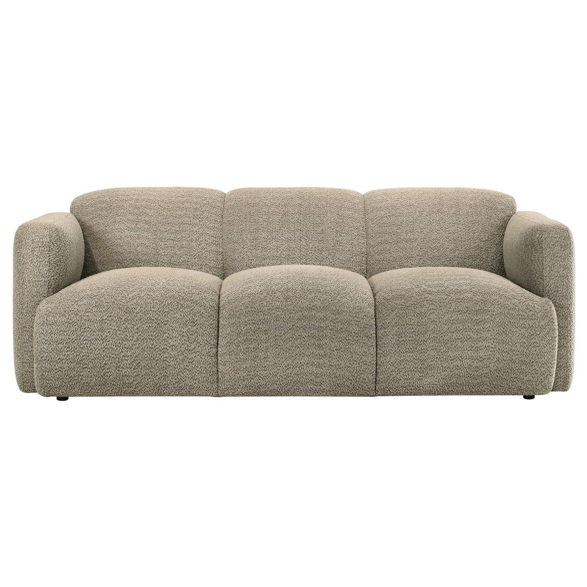 509814-S3 Dorset 3-piece Upholstered Round Track Arm Sofa Set Brown