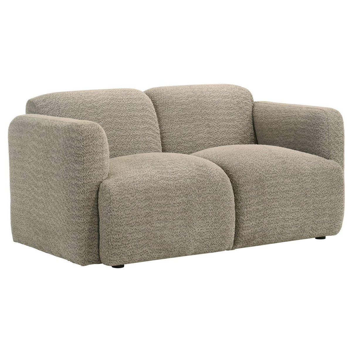 509814-S3 Dorset 3-piece Upholstered Round Track Arm Sofa Set Brown